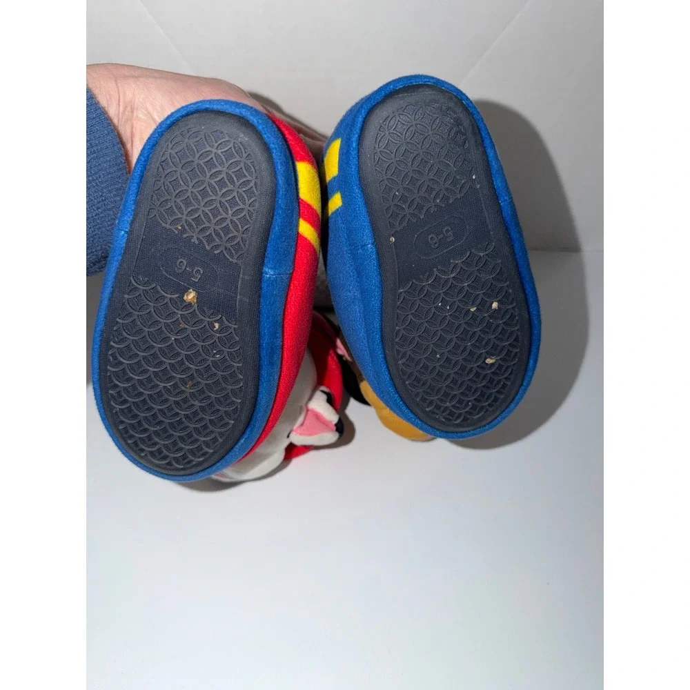 Paw Patrol Chase Marshall Kids Plush Slippers Blue Red Size 5-6 House Shoes